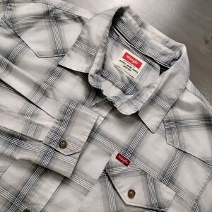 Wrangler Western Shirt  Men's Size XL White Gray Plaid Long Sleeve Button Down